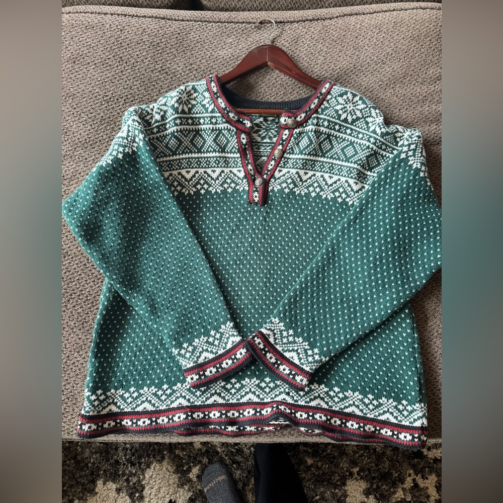Vintage Women’s L.L. Bean Green Christmas Sweater - XL Reg